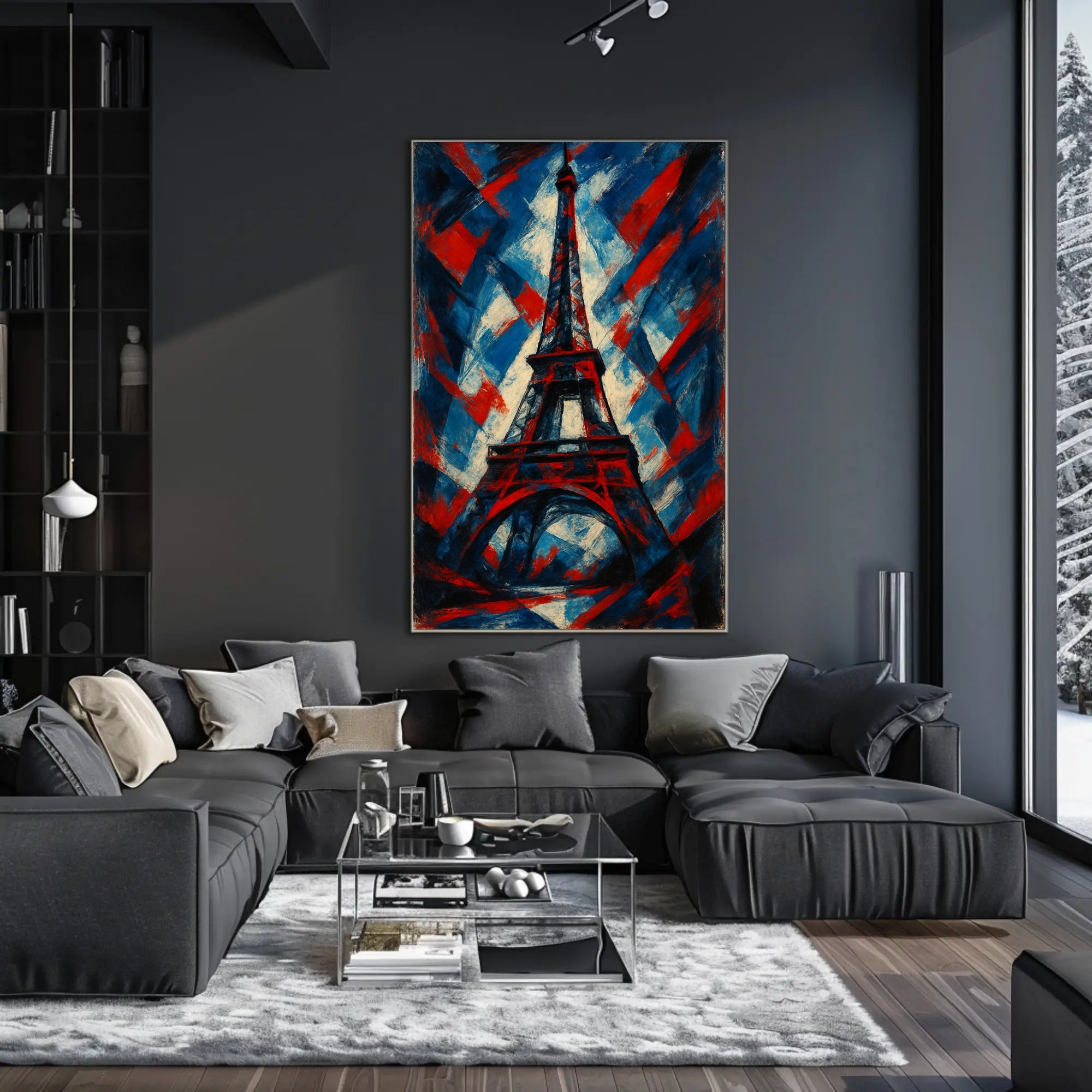 Eiffel Tower Abstract in Vibrant Patriotic Poster