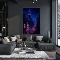 New York City Neon Cityscape Poster Modern Wall Art