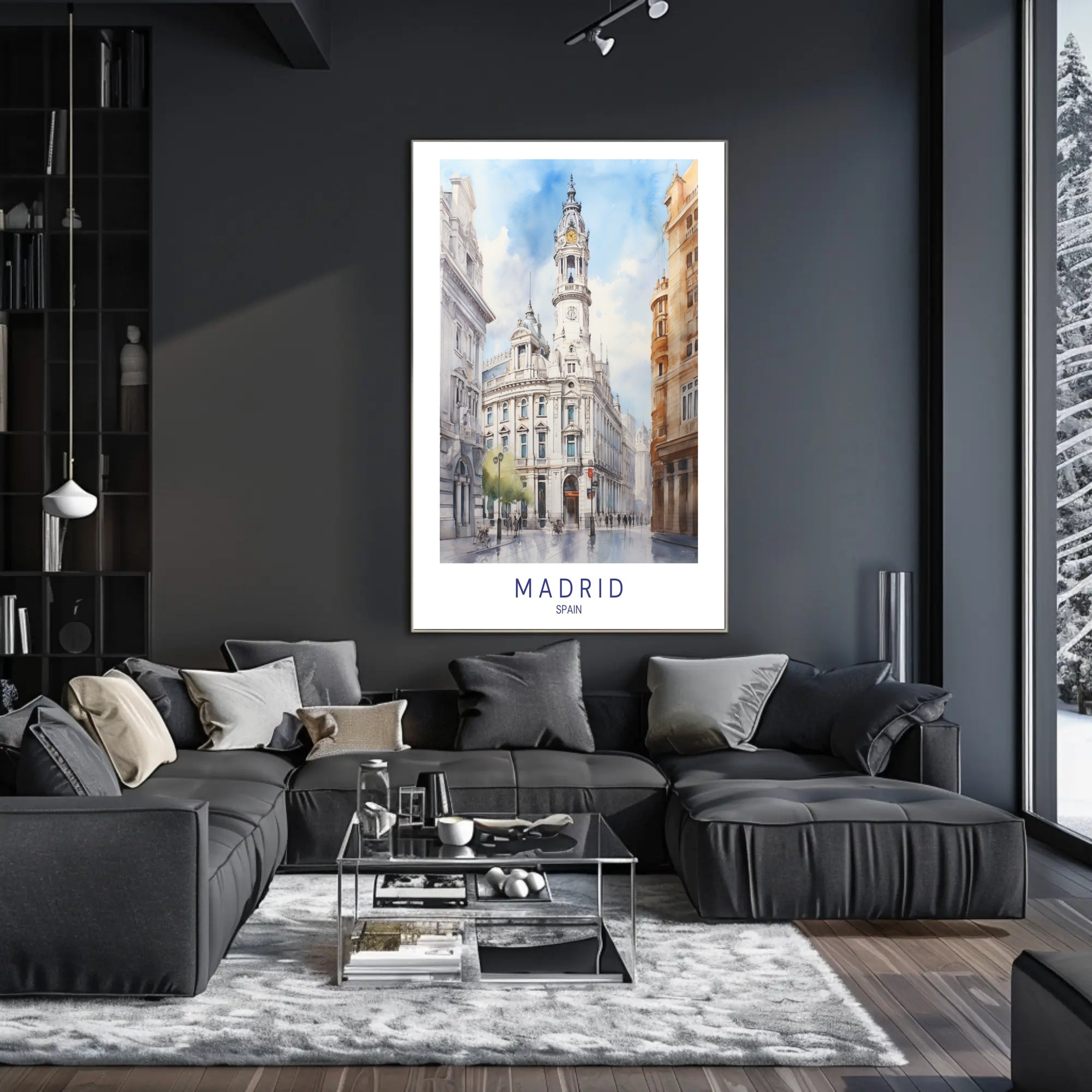 Madrid's Historic Building Watercolor Travel Poster PosterGoat