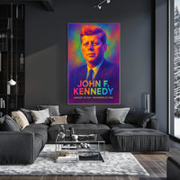 John F. Kennedy 35th President of the United States Neon Gradient Overlay Poster