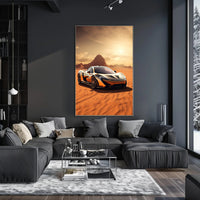 Sleek Supercar in the Desert Poster PosterGoat