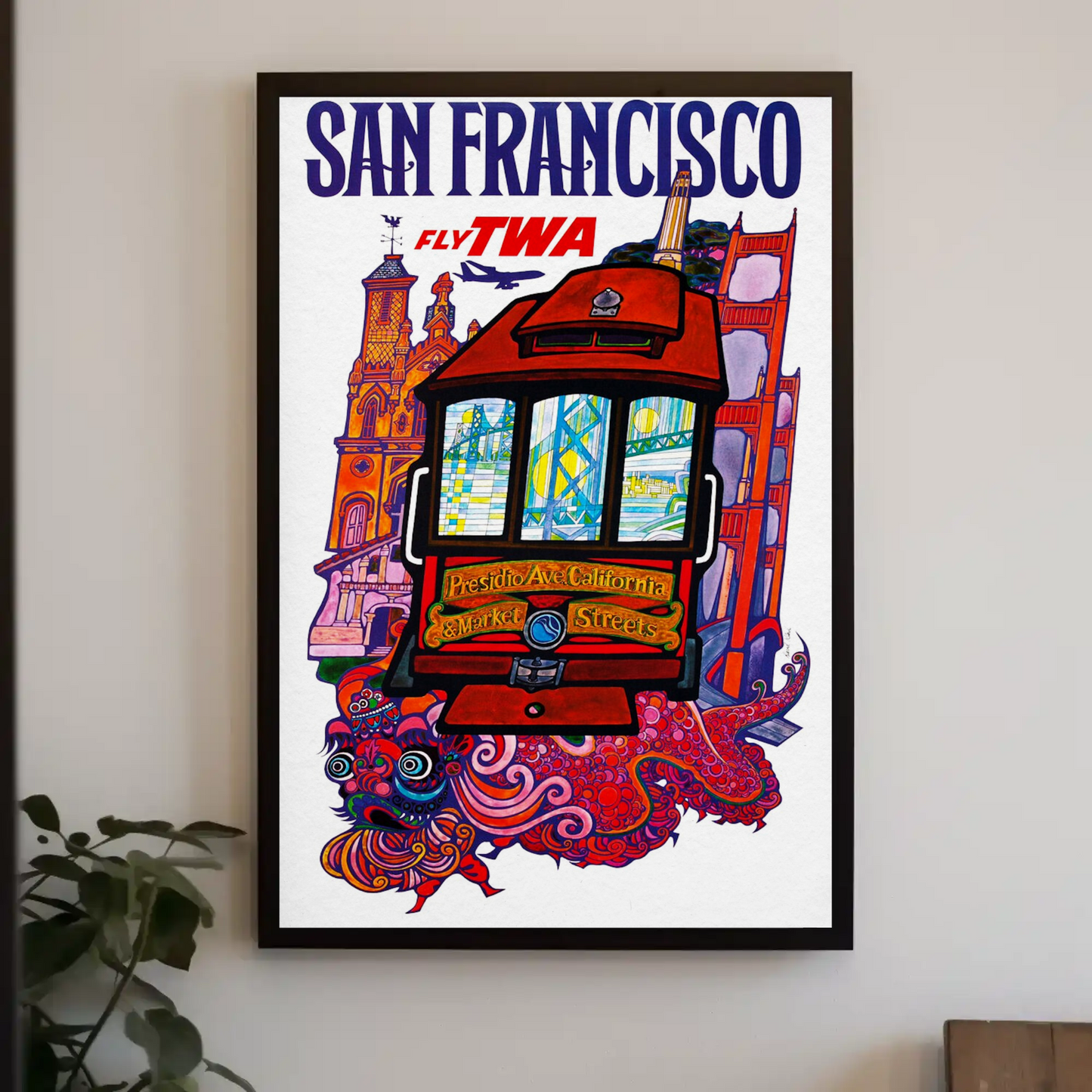 Fly TWA to San Francisco Travel Poster by David Klein