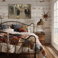 European Street Scene in Impressionistic Artistic Poster