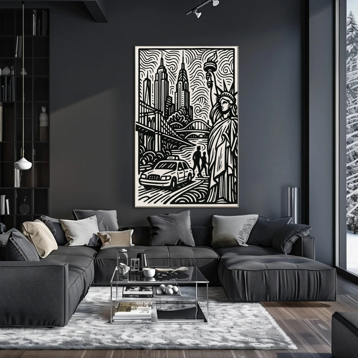 New York City Poster Minimalist Skyline Wall Art Home Decor