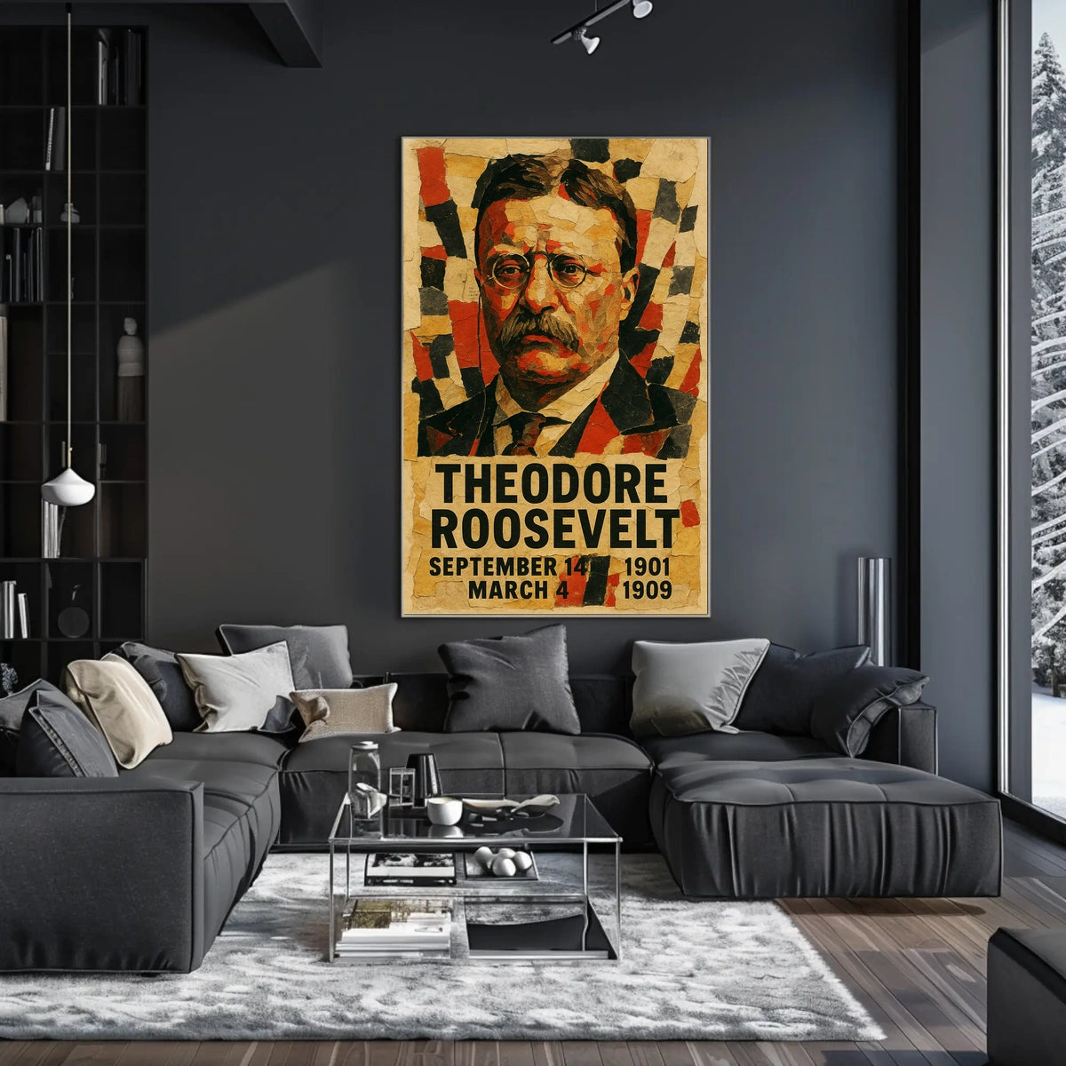 Theodore Roosevelt 26th President of the United States Layered paper Collage Poster