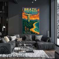 Brazilian Adventures Await: Vibrant Vintage Travel Poster