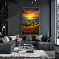Sunset Over Rolling Hills Poster
