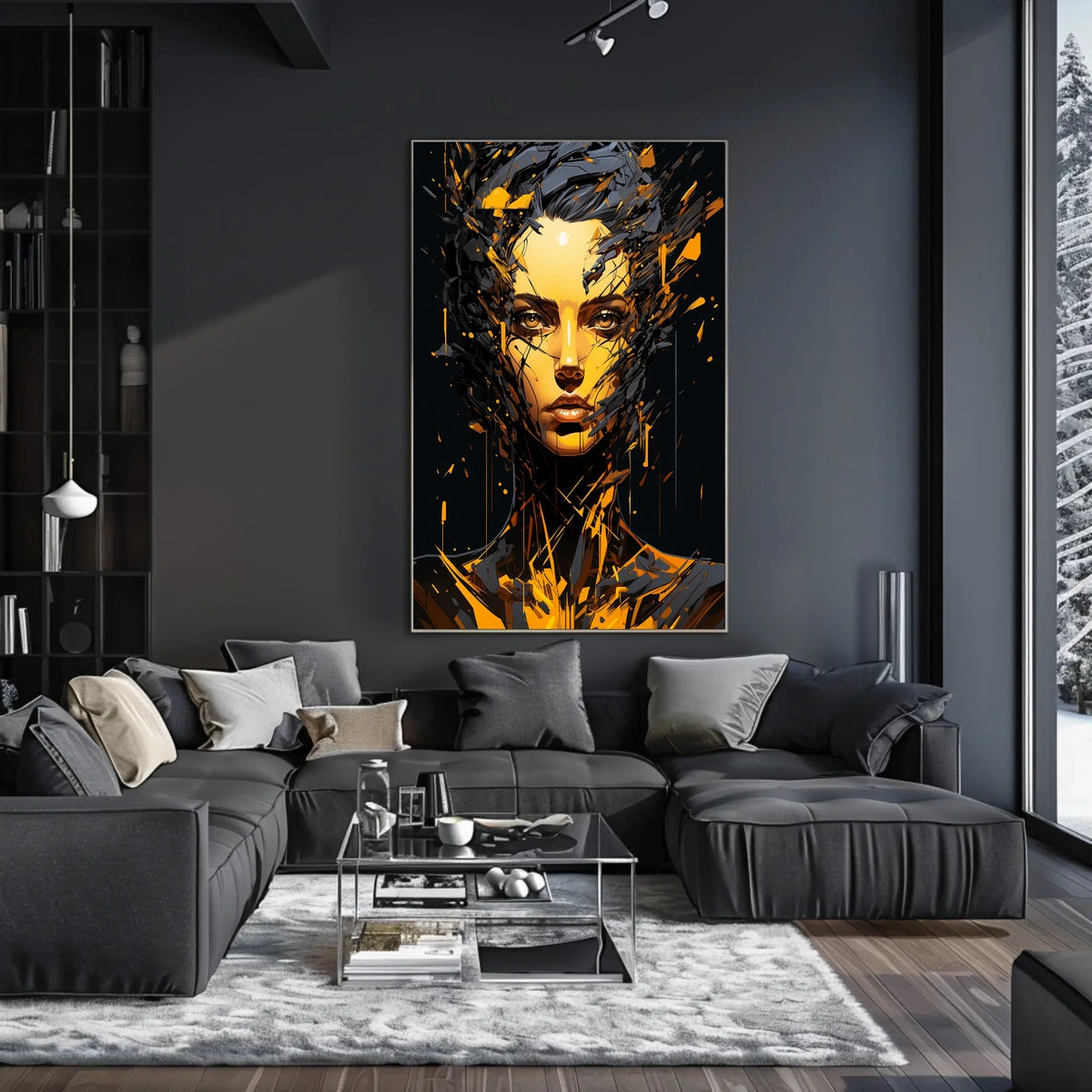 Dynamic Abstract Portrait: Explosive Modern Art Poster
