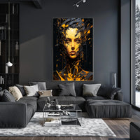 Dynamic Abstract Portrait: Explosive Modern Art Poster