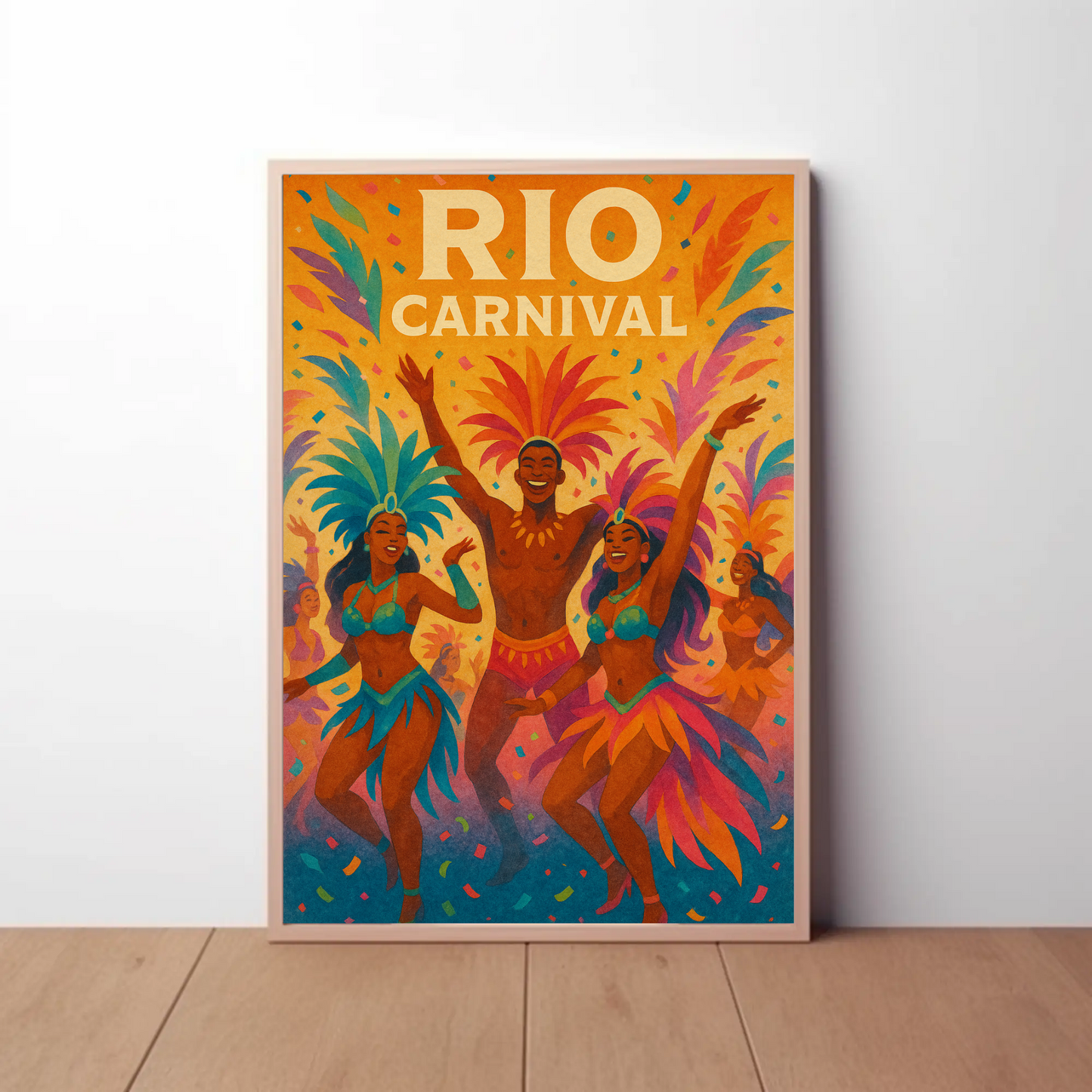 Rio Carnival Dancers Celebration Travel Poster