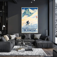 Swiss Alps Vintage Ski Adventure Travel Poster PosterGoat