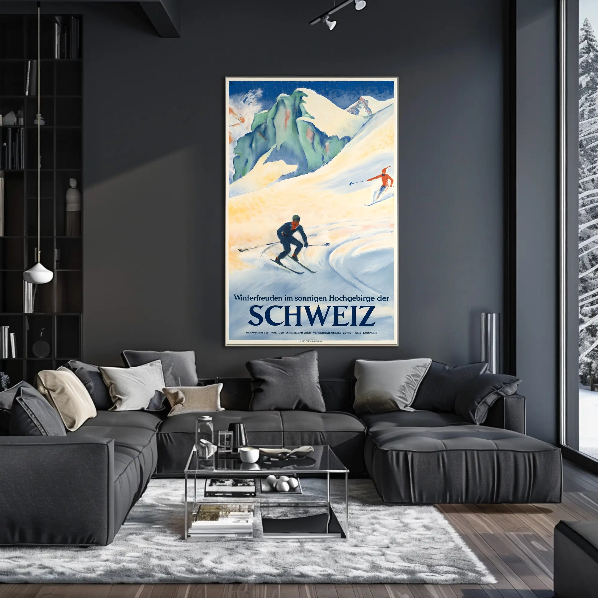 Swiss Alps Vintage Ski Adventure Travel Poster PosterGoat