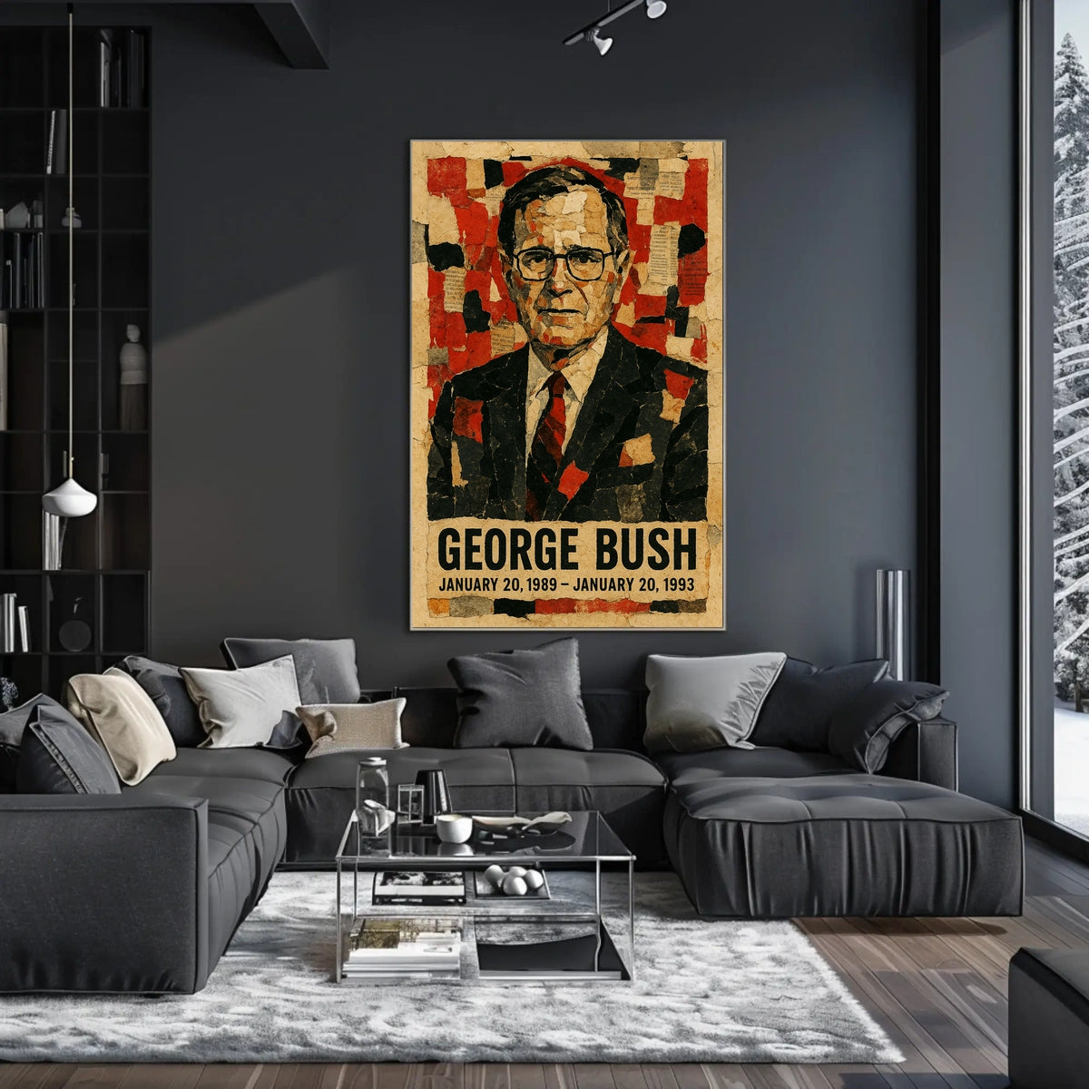 George H. W. Bush 41st President of the United States Layered paper Collage Poster