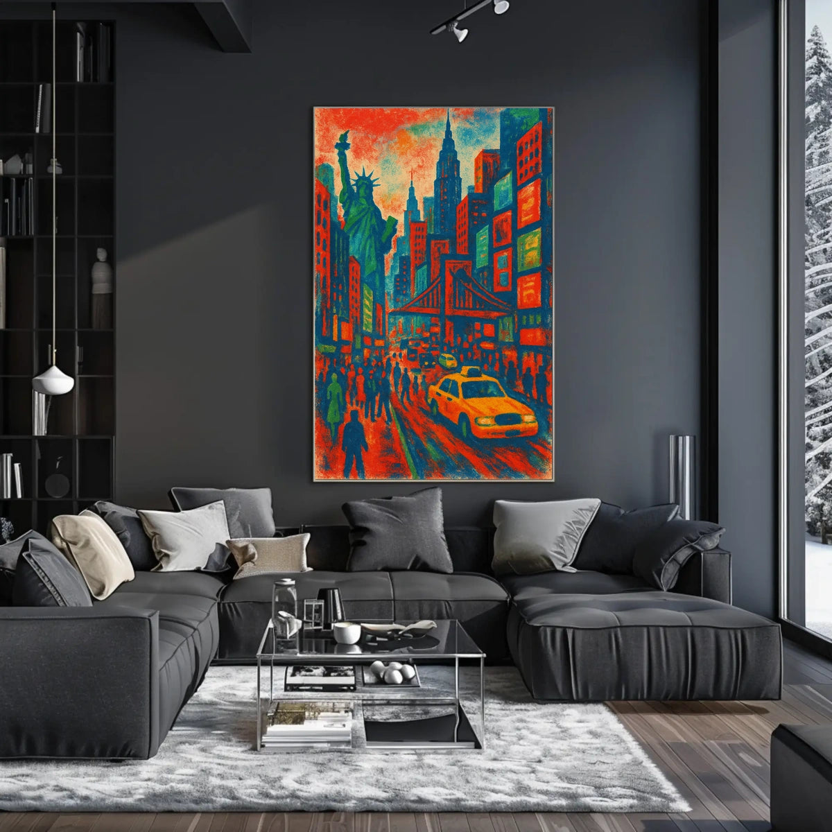 New York City Skyline Vibrant Poster Abstract Wall Art