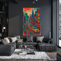 New York City Skyline Vibrant Poster Abstract Wall Art