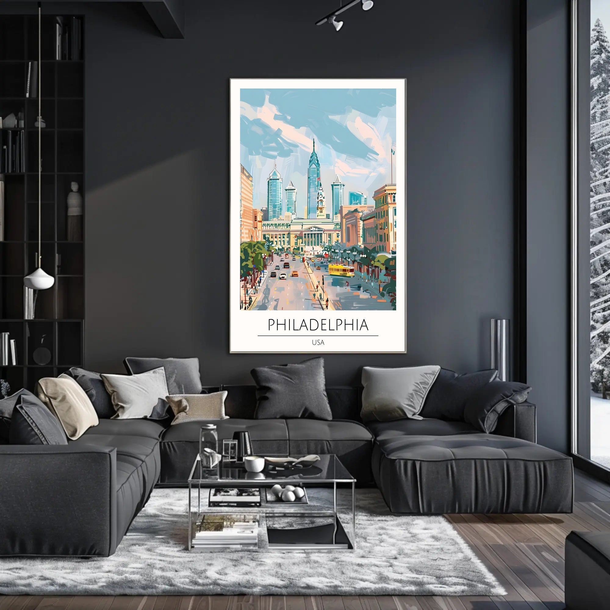 Philadelphia Skyline Art Poster PosterGoat