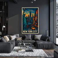 New York City Skyline Vibrant Poster Modern Wall Art