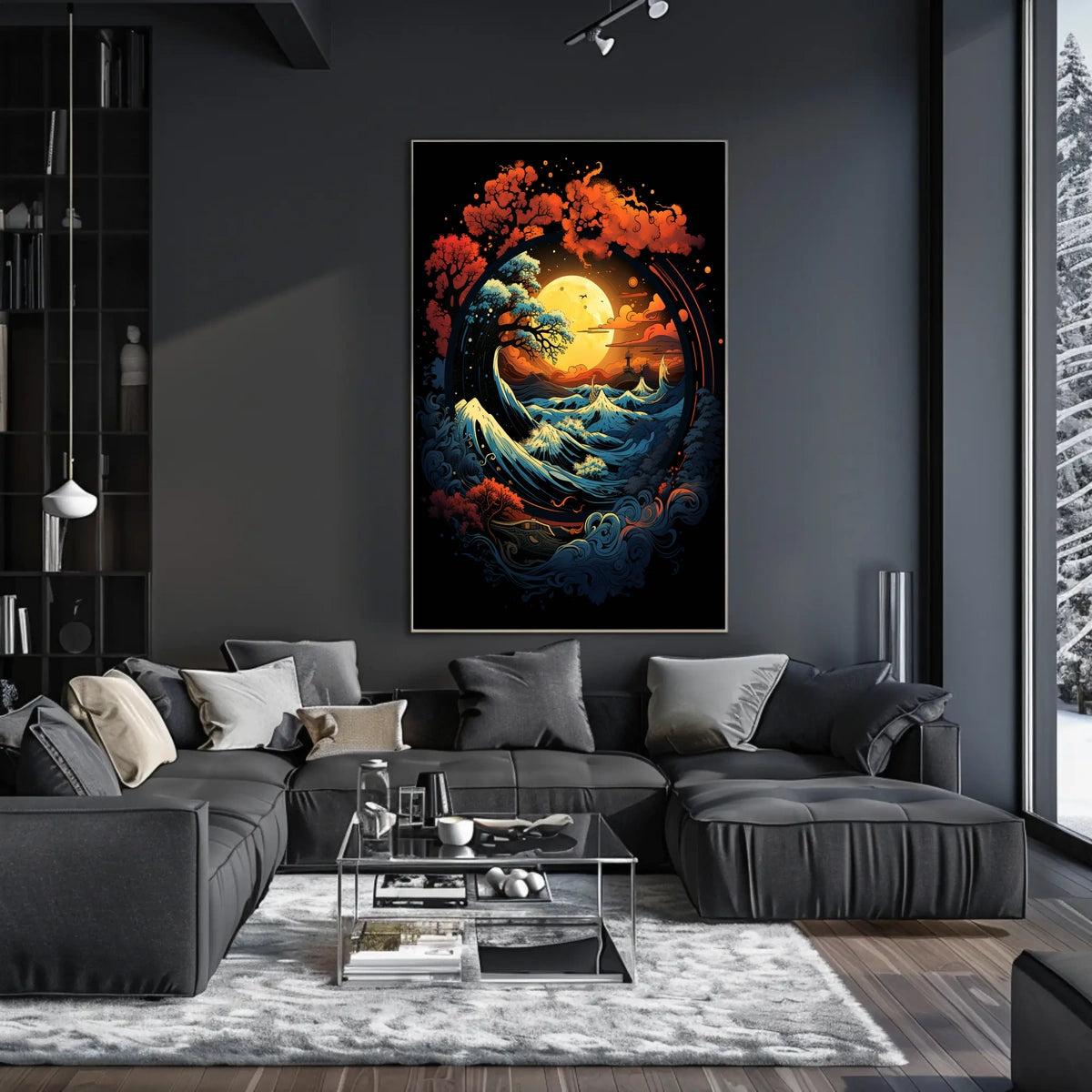 Mystical Moonlit Landscape with Celestial Harmony Poster