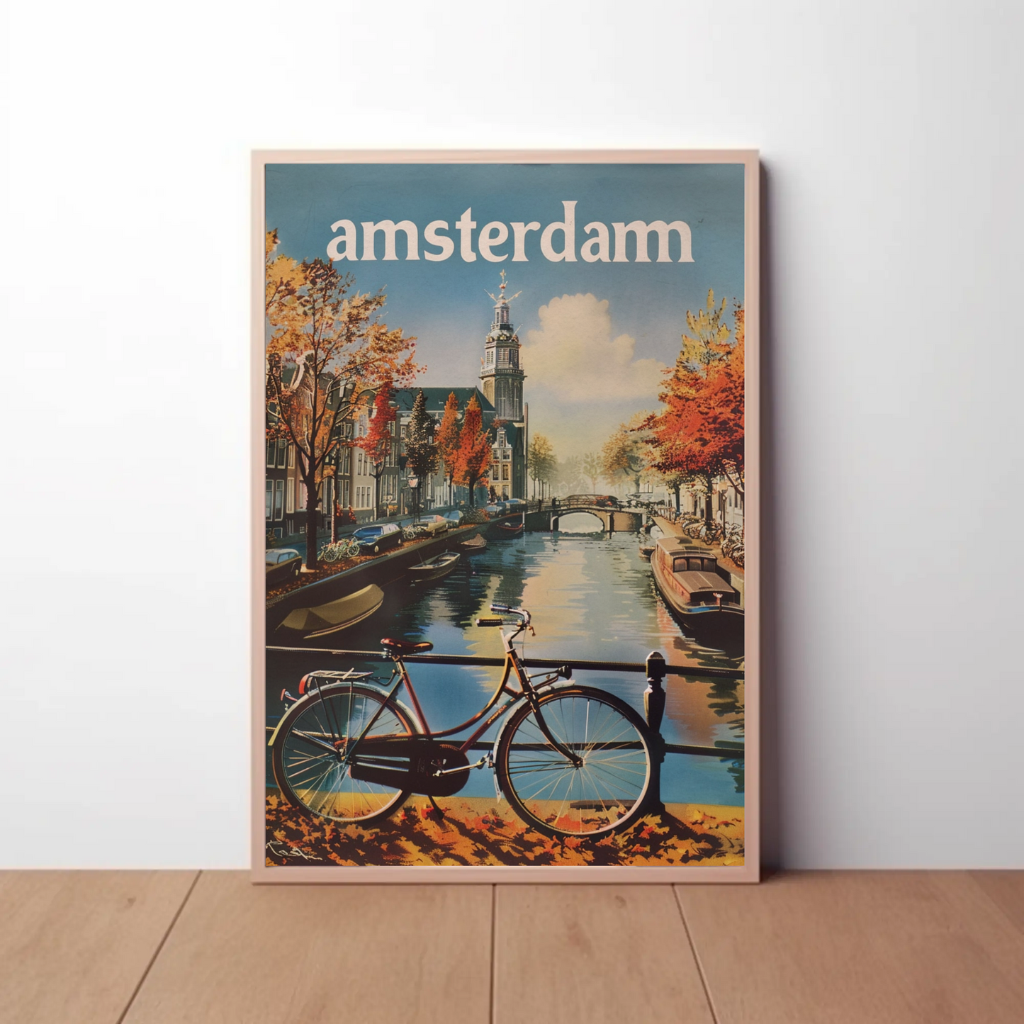 Amsterdam Autumn Canal Bike Ride Travel Poster