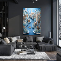 Whimsical River Cityscape Poster