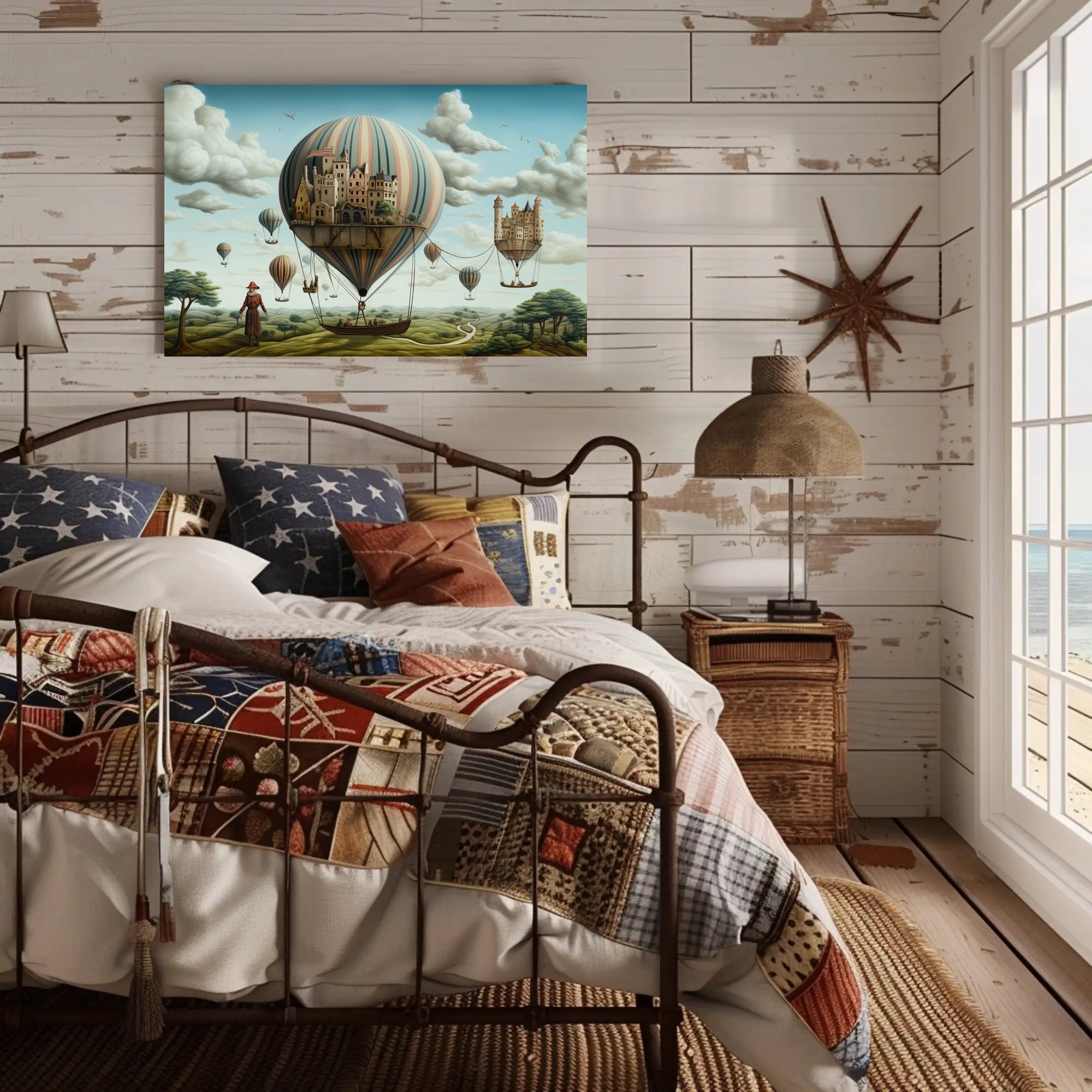 Whimsical Balloon Villages Fantasy or Mythology Poster