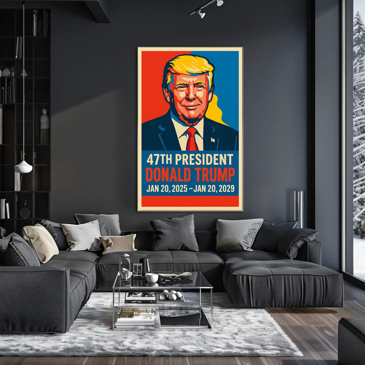 Trump Visionary Leadership Pop Art Portrait Bold Patriotic Wall Decor Collectible Statement Modern Vivid Display Poster