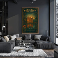 Amsterdam Historical Journey Tulips Windmill Canal Houses Poster
