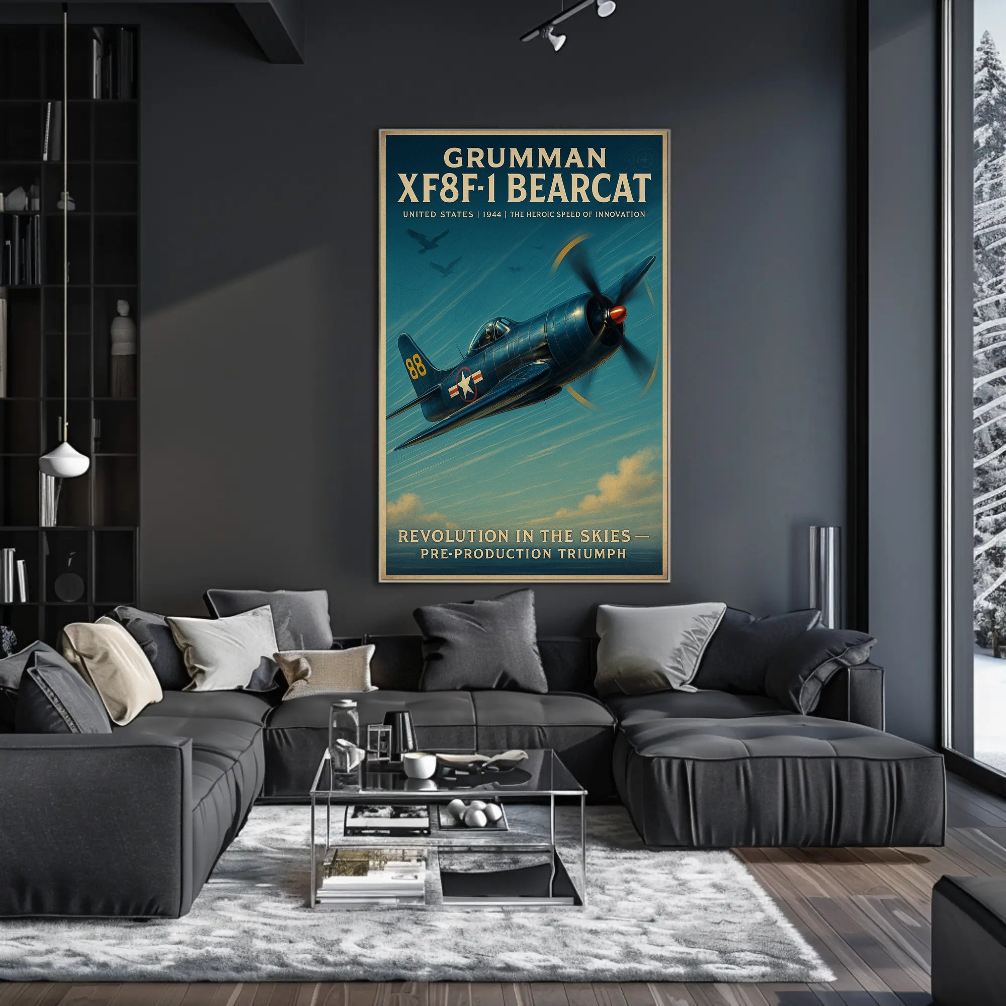 Grumman Bearcat Aviation Poster Vintage Plane Art