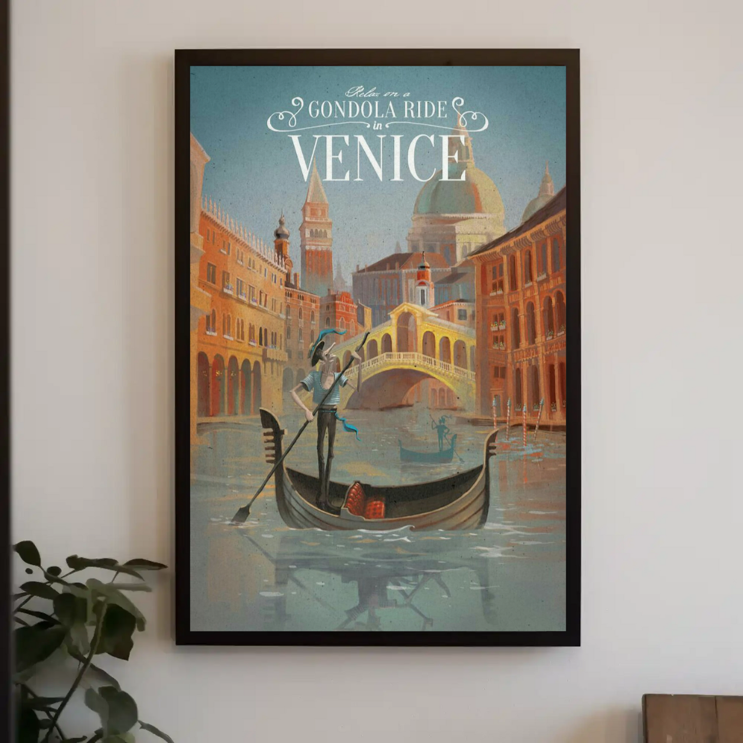 Venice - Gondola Ride Vintage Travel Poster