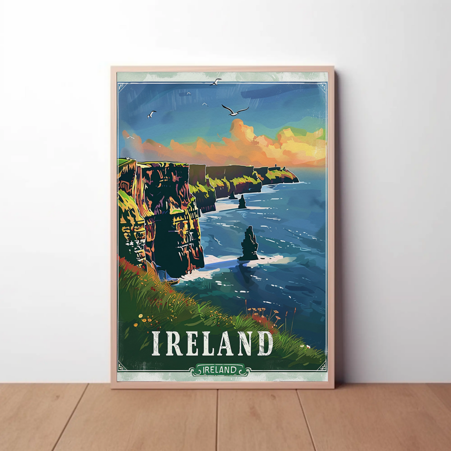 Ireland Cliffs Of Moher Coastal Atlantic Scene Travel Poster