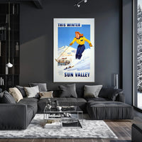 Vintage Sun Valley Winter Adventure Travel Poster PosterGoat