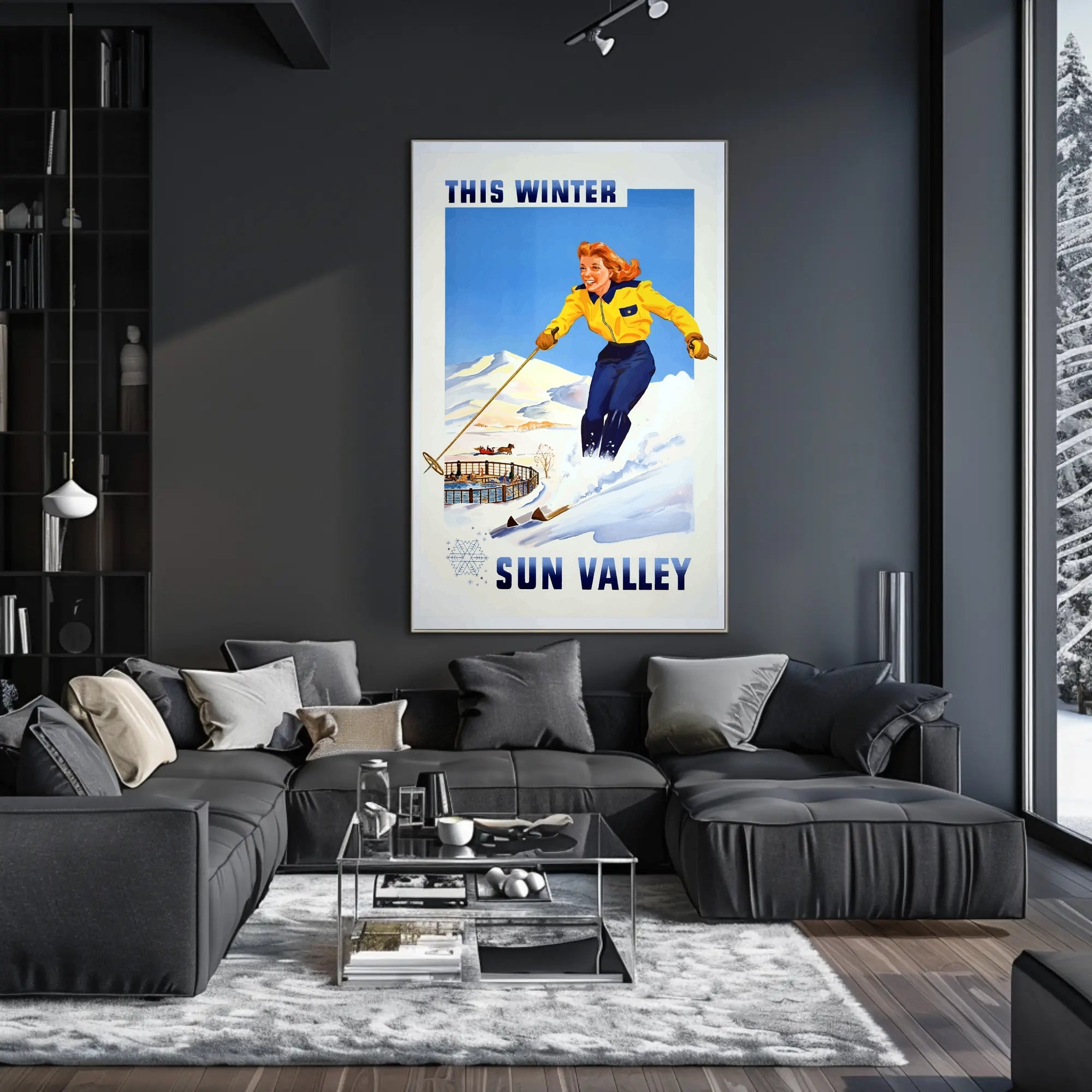 Vintage Sun Valley Winter Adventure Travel Poster PosterGoat