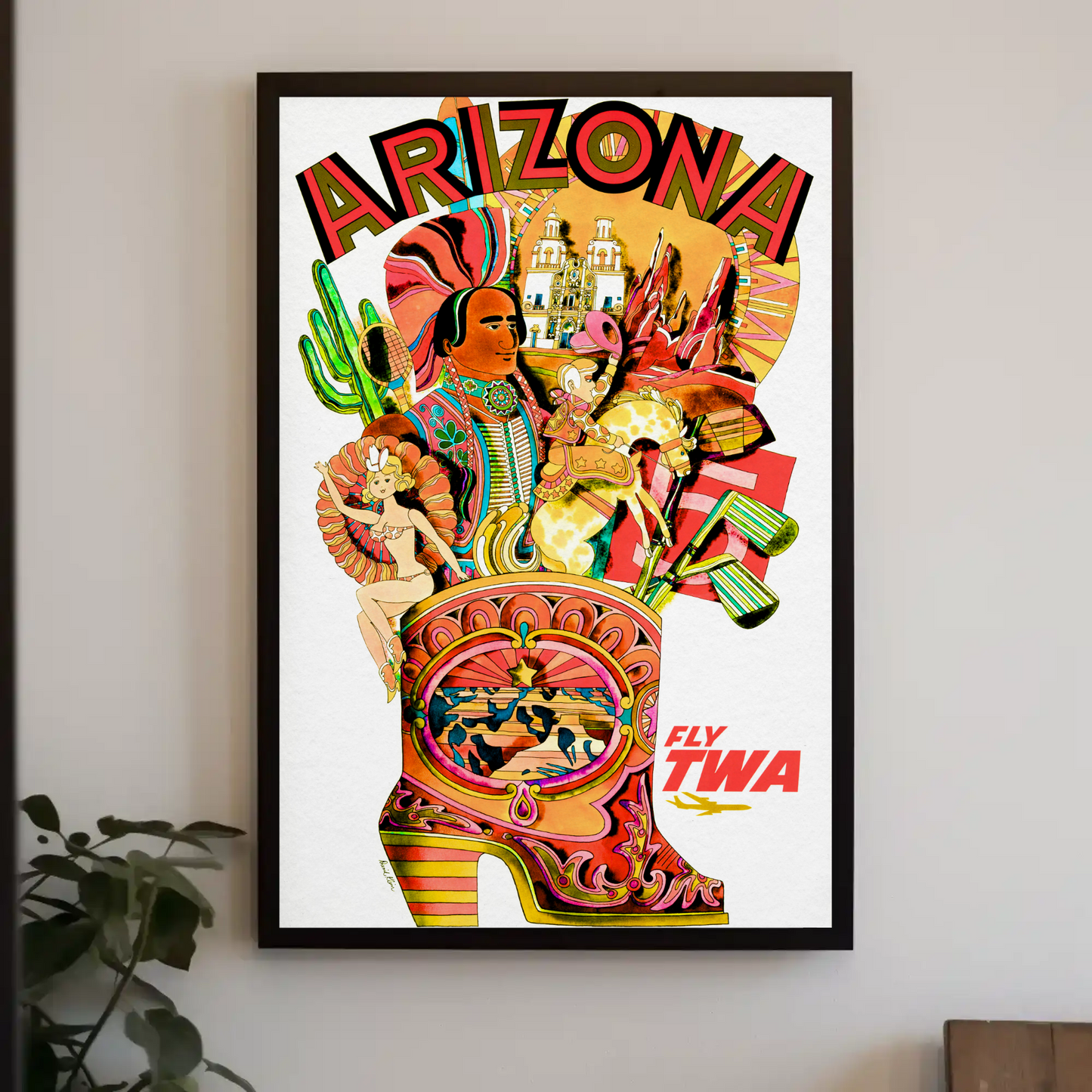 Fly TWA to Arizona Travel Poster by David Klein