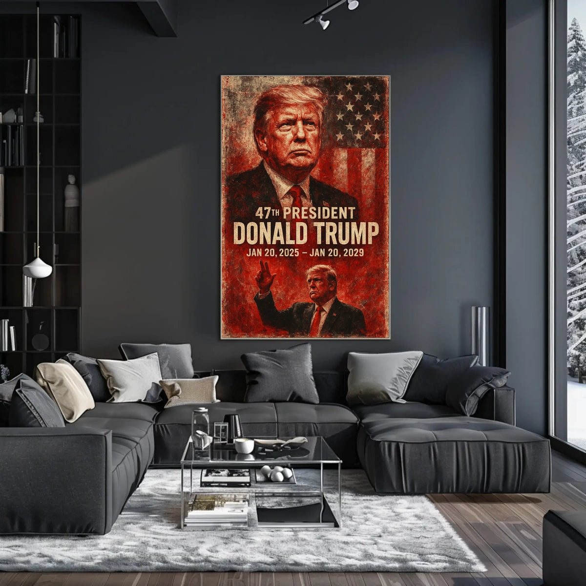 Donald Trump 47th President Vintage Scenic Patriotic Wall Art Collectible Poster