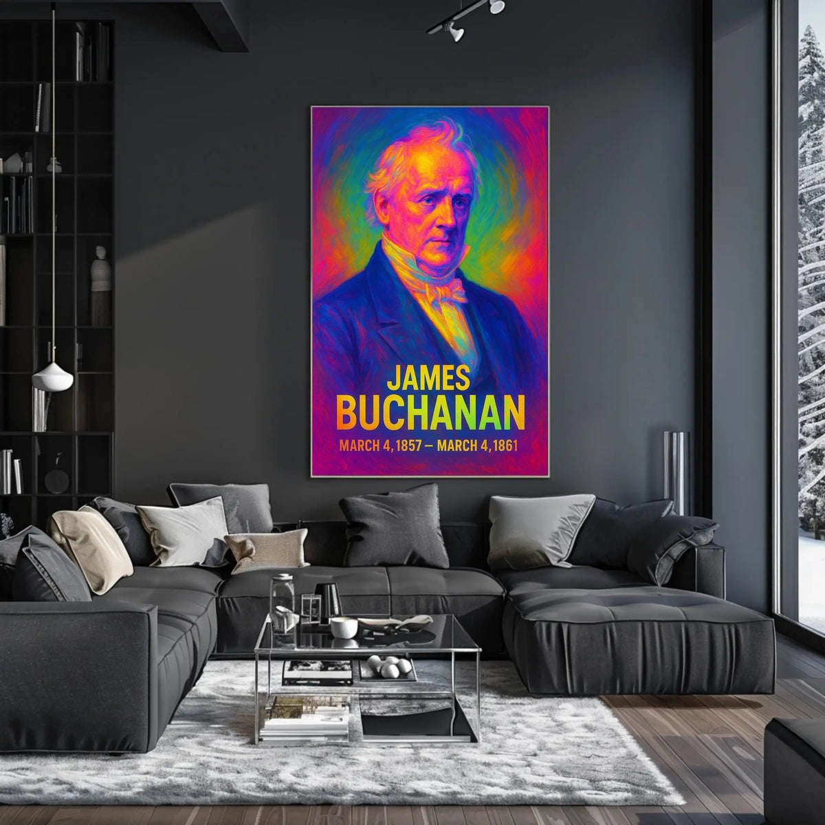 James Buchanan 15th President of the United States Neon Gradient Overlay Poster
