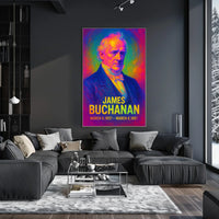 James Buchanan 15th President of the United States Neon Gradient Overlay Poster