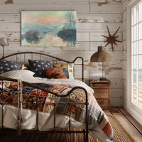 Serene European River Scene at Sunset Artistic Poster