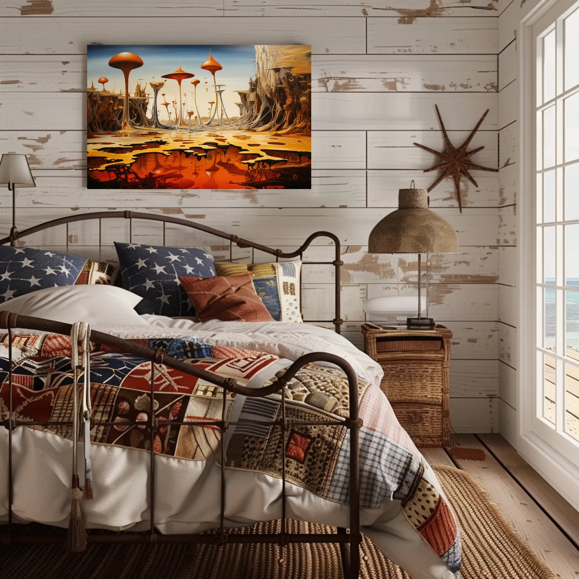 Alien World Mushroom Landscape Futuristic Sci-Fi Poster