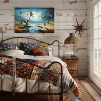 Surreal Time Landscape with Barren Trees Artistic Poster