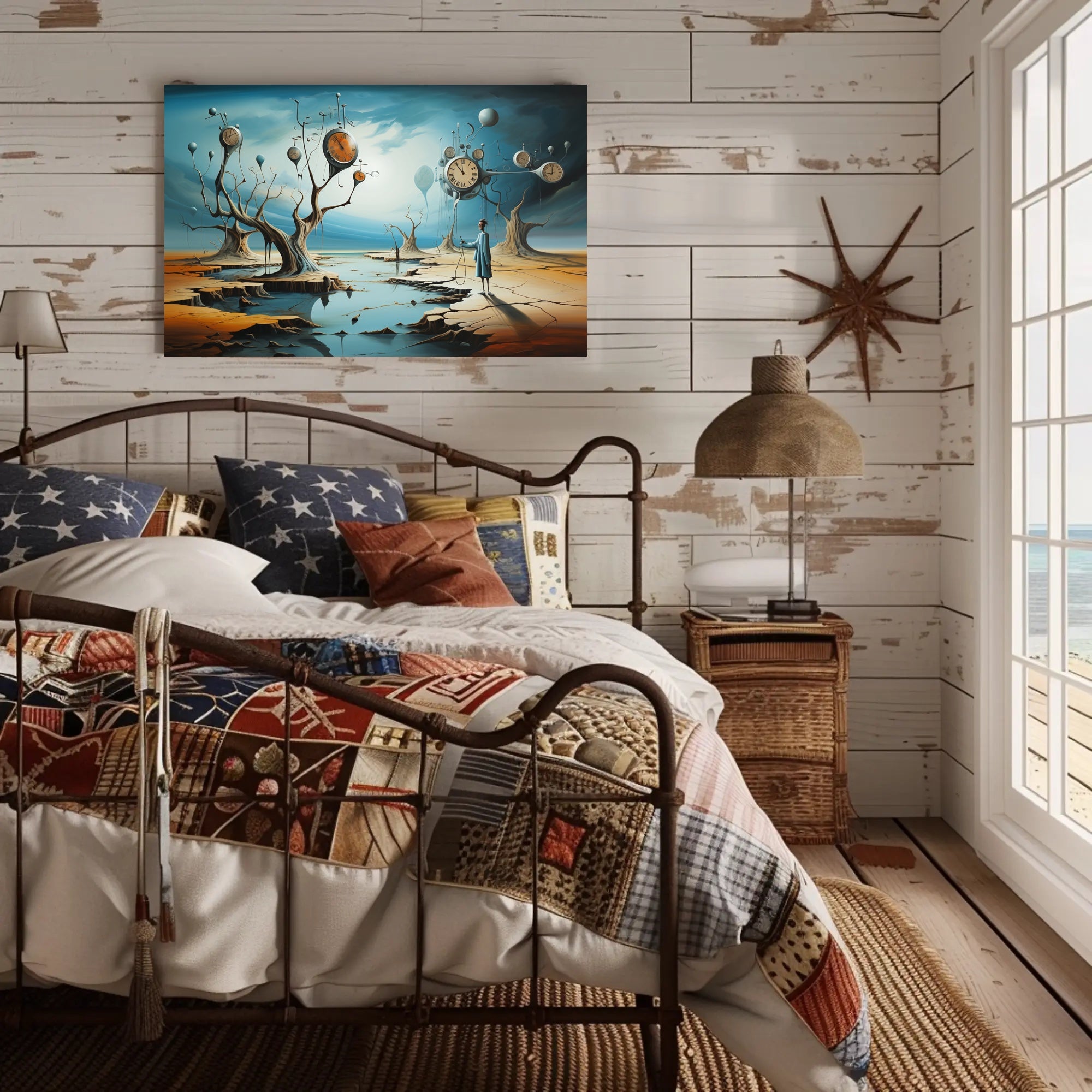 Surreal Time Landscape with Barren Trees Artistic Poster