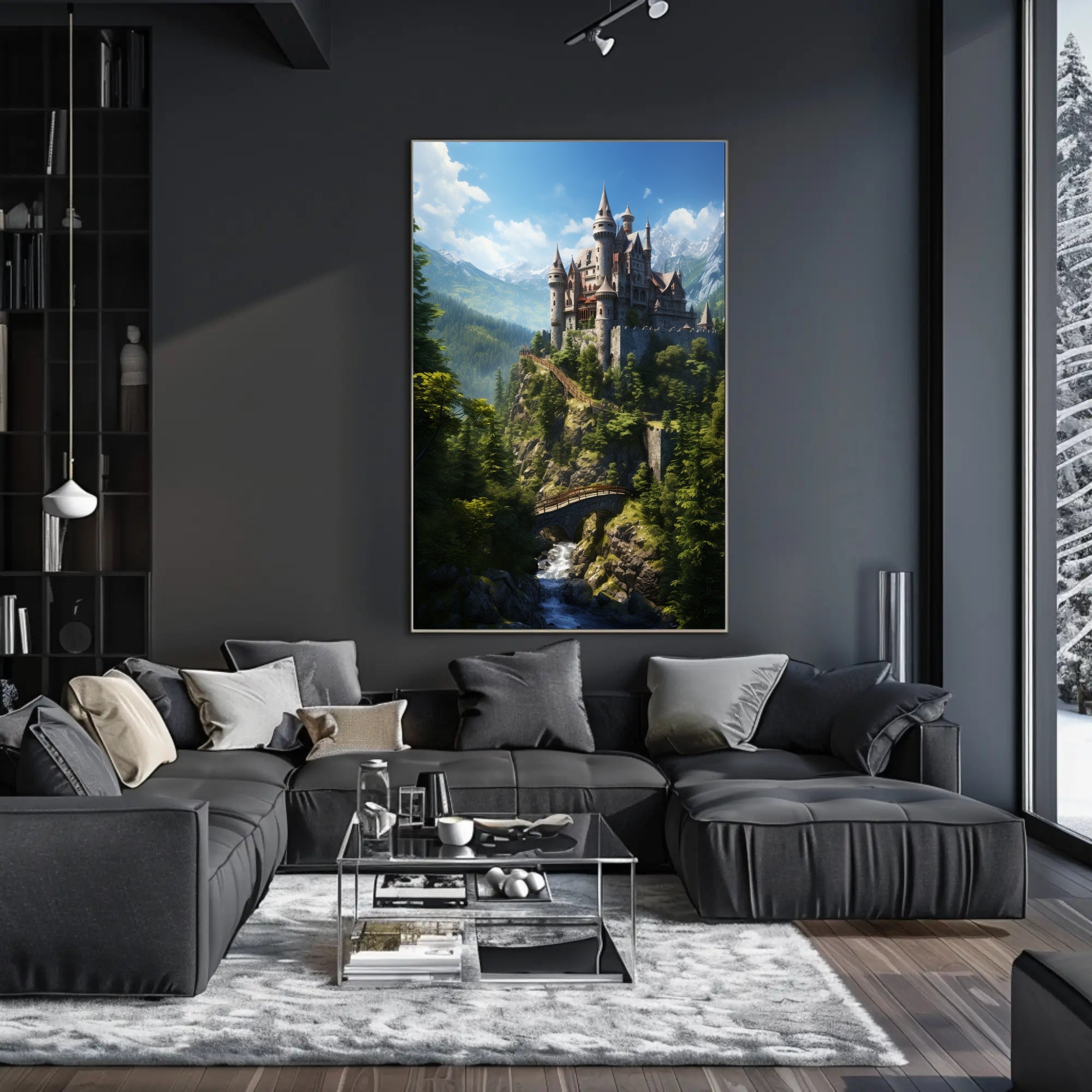 Enchanted Castle In The Mountains Poster PosterGoat