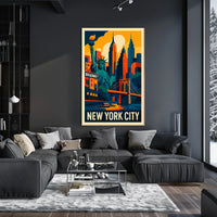 New York City Landmarks Vibrant Poster Modern Wall Art