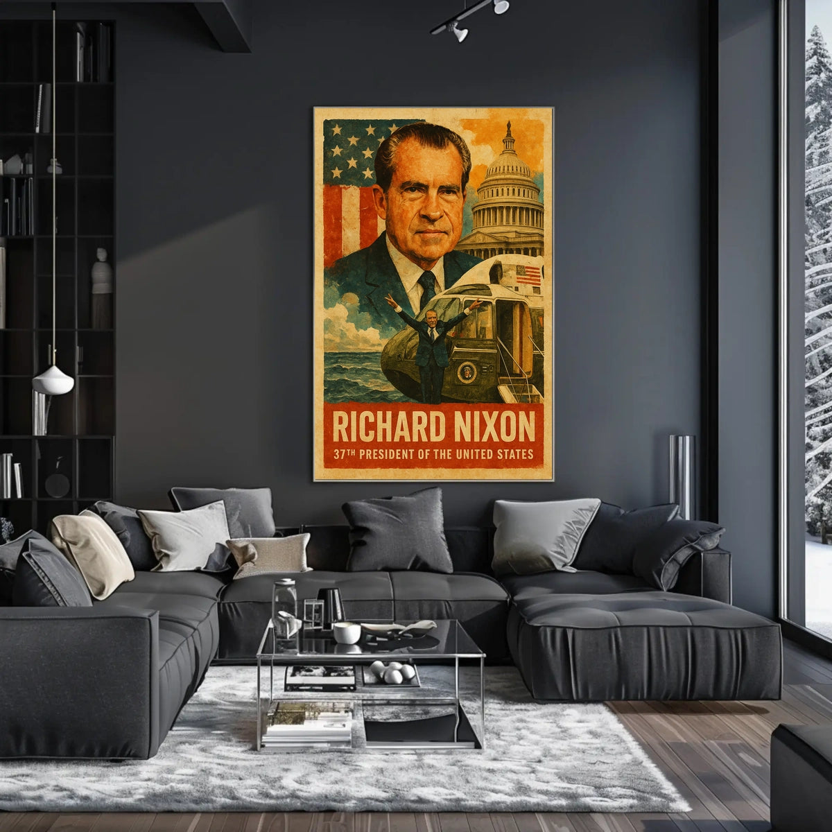 Richard Nixon 37th President of the United States Layered Digital Collage Poster