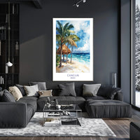 Serene Cancun Beach Watercolor Scene Travel Poster PosterGoat