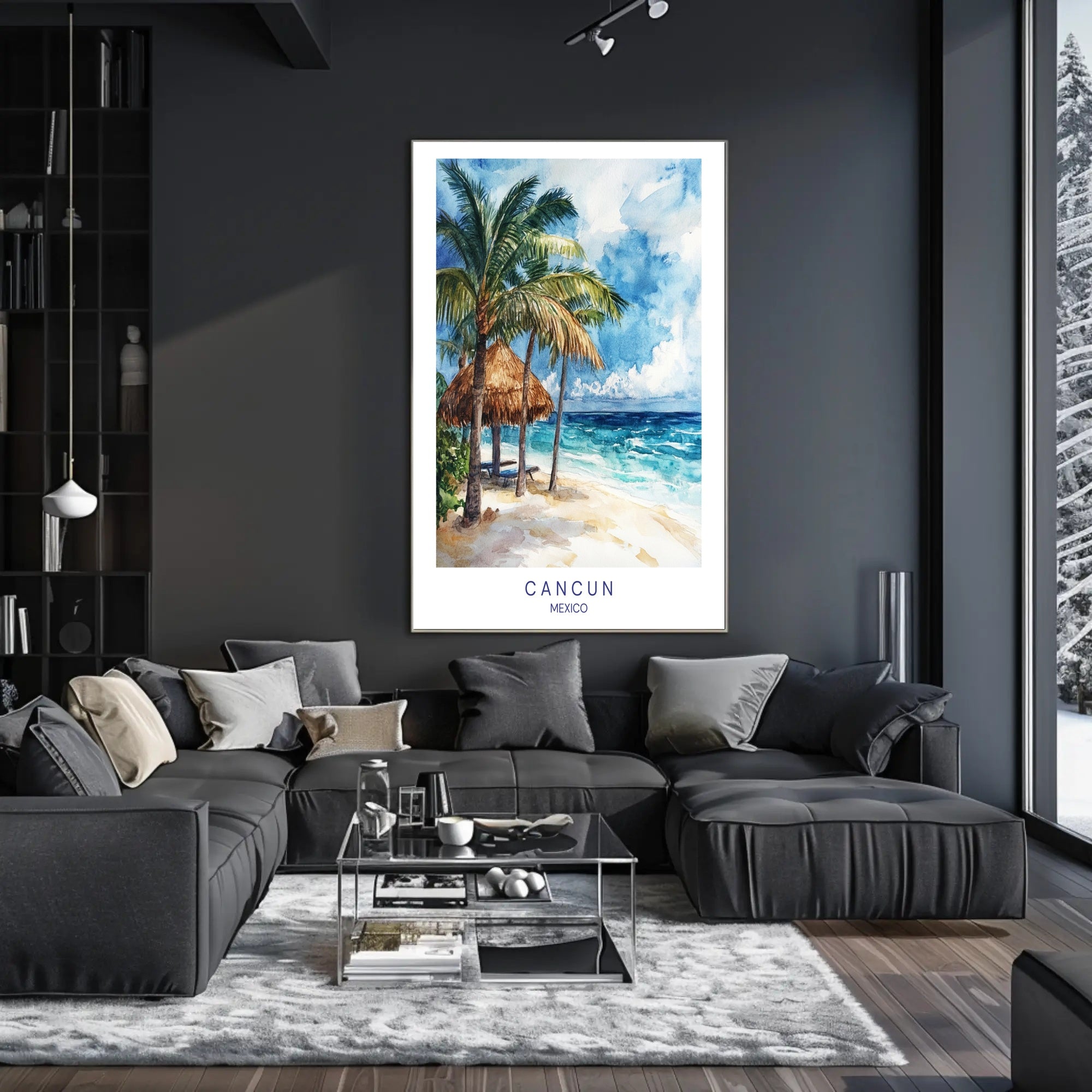 Serene Cancun Beach Watercolor Scene Travel Poster PosterGoat