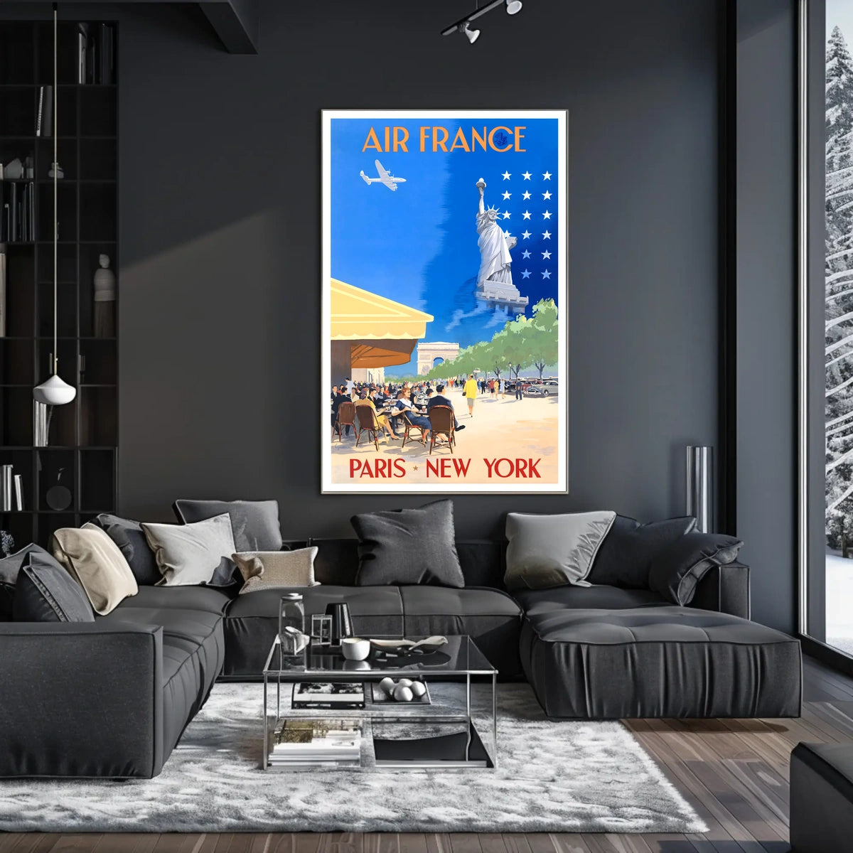 Air France Travel Poster Vintage Paris New York Wall Art