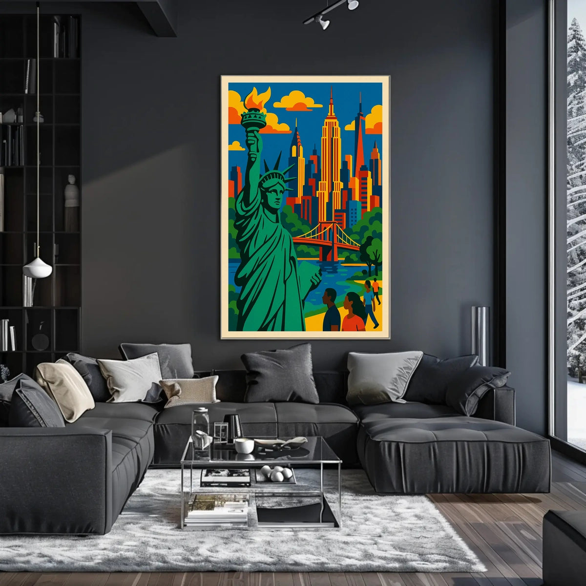 New York City Skyline Poster Modern Urban Wall Art