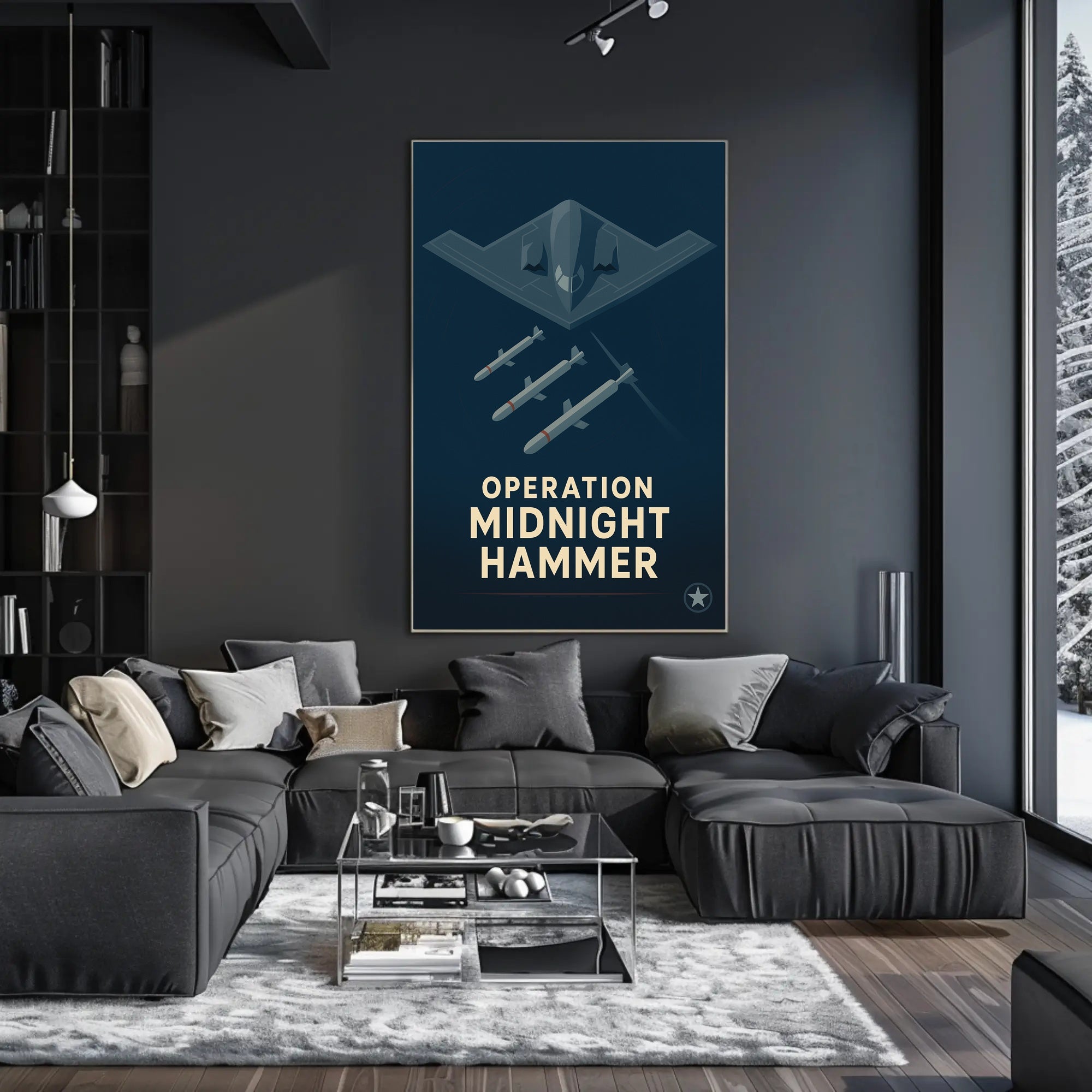 Operation Midnight Hammer: Futuristic Military Aviation Poster PosterGoat