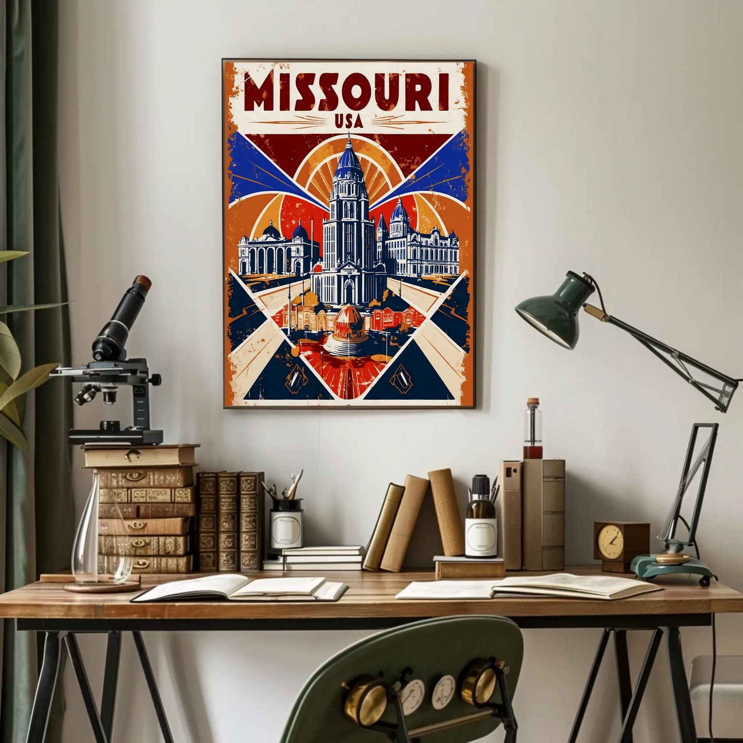 Missouri USA Historic Dome Skyline Vintage Travel Poster