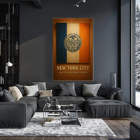 New York City Poster Modern Night Skyline Wall Art